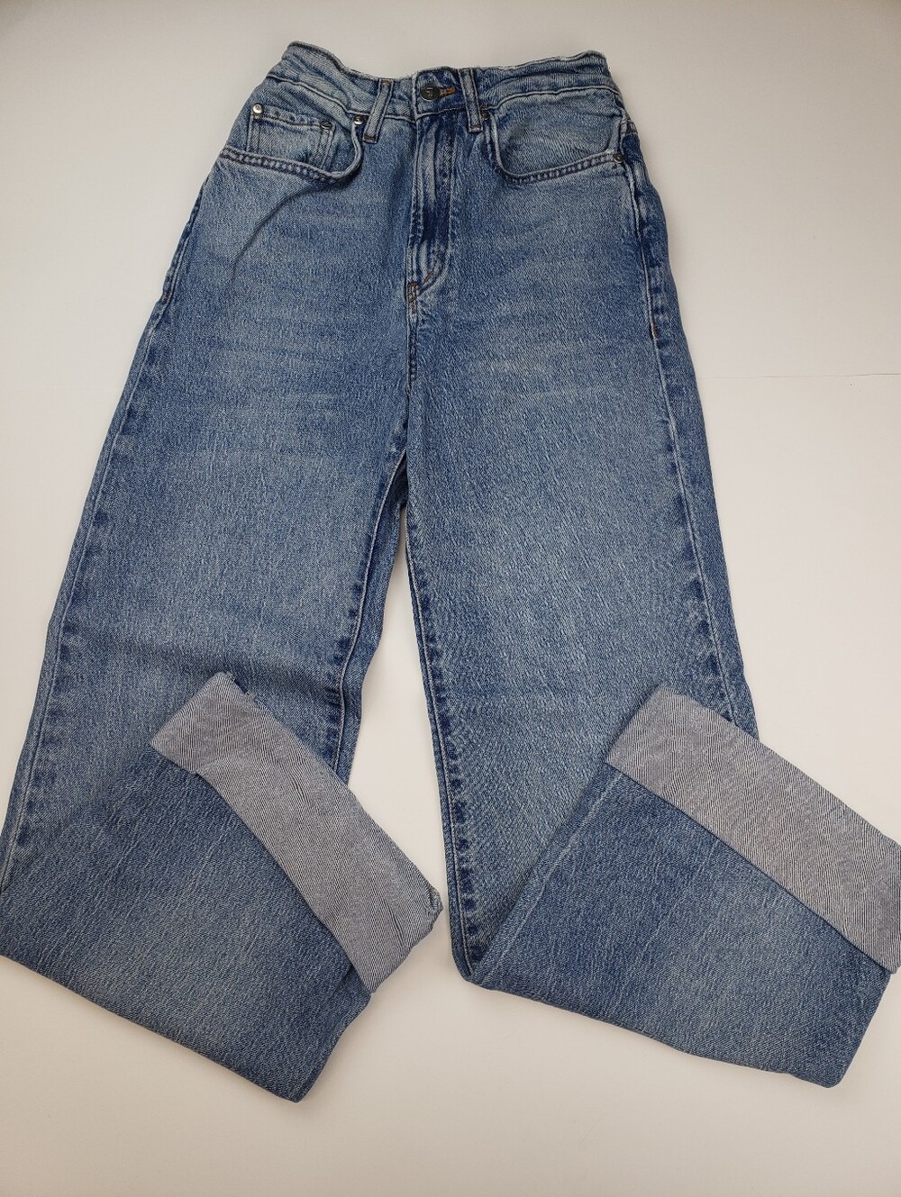 Pilcro High-Rise Wide-Leg Cuffed Jeans Puddle Hem, Slouchy Downtown Romantic Y2K